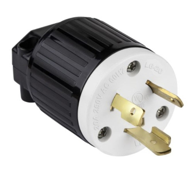 Enerlites Ind Locking Plug 2P 3-Way Nema L6-20P 20A 250V Black 66411-BK