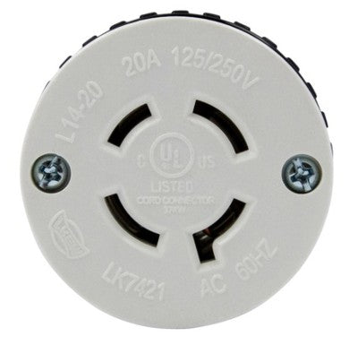 Enerlites Ind Locking Con3P 4W Grd L14-20C 20A 125/250V Black 66422-BK