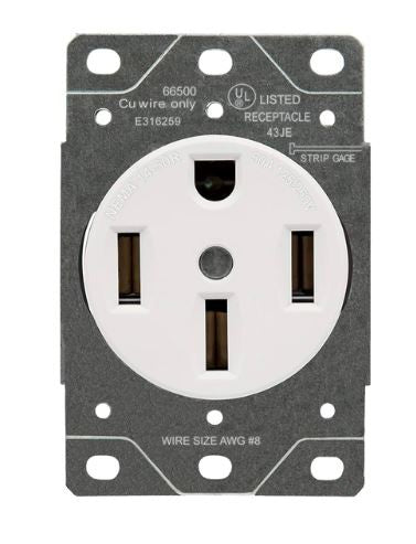 Enerlites Ind Flush Mount Receptacle 3P 4W Grd14-50R 50A 125/250V White 66500-W