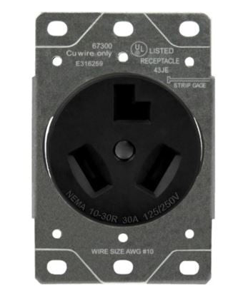 Enerlites Ind Flush Mount Receptacle 10-50R 3P 3-Way 50A 125/250V Black 67500-BK