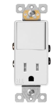 Enerlites Resi Decorator Switch/Tr Receptacle Single Pole 15A 120V White 68625-TR-W