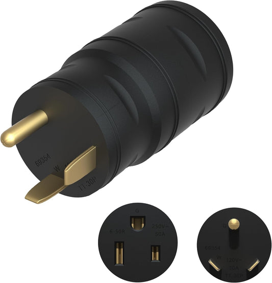 Enerlites Rv Charger Power Adapter Tt-30P To 6-50R Black 69354-BK