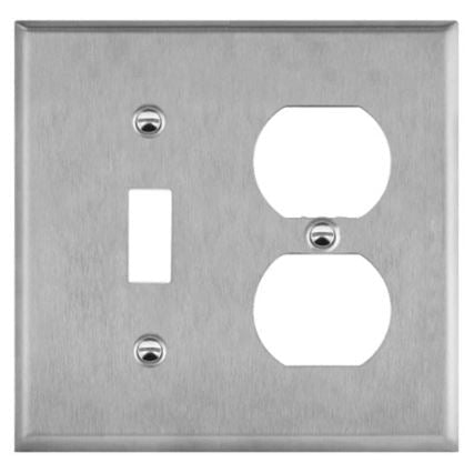 Enerlites Over-Size 2-Gang 1 Toggle 1 Duplex Wall Plate Stainless Steel 771121O
