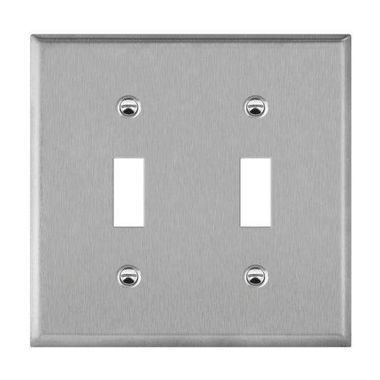 Enerlites Mid-Size 2-Gang Duplex Wall Plate Stainless Steel 7722M