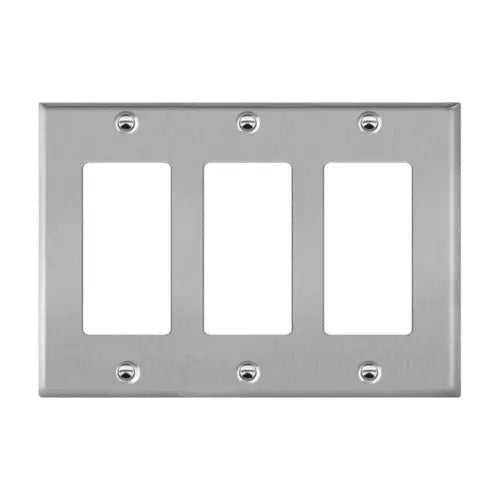 Enerlites Mid-Size 3-Gang Decorator/GFCI Wall Plate Stainless Steel 7733M