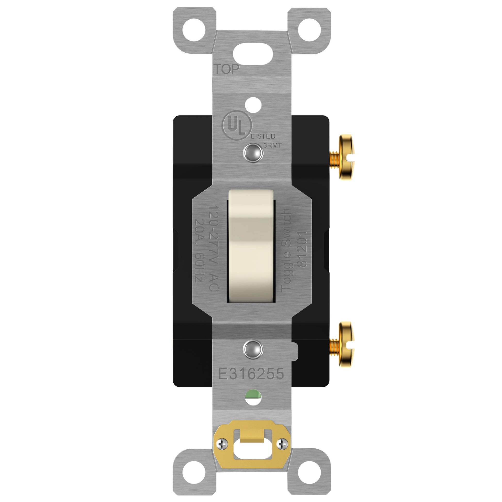 Enerlites Comm Hd Toggle Switch Single Pole 20A 120/277V Light Almond 81201-LA