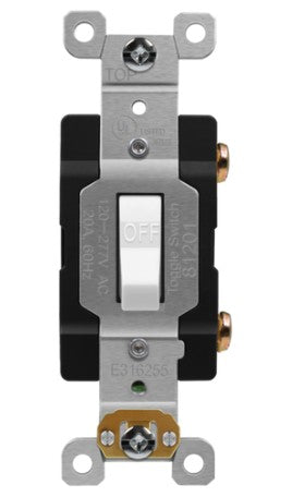 Enerlites Comm Hd Antimicrobial Toggle Switch Single Pole 20A 120/277V White 81201A-W