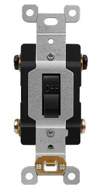 Enerlites Comm Dbl Pole Toggle Switch 30Amp 240VAC Black 82300-BK