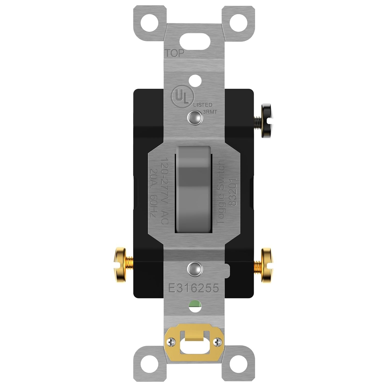 Enerlites Comm Hd Toggle Switch 3-Way 20A 120/277V Gy 83201-GY