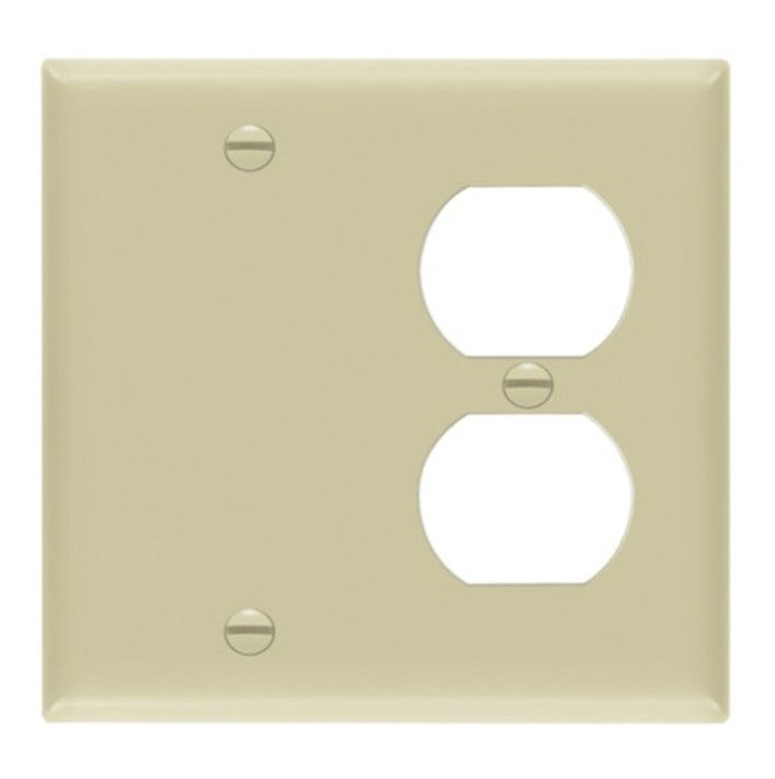 Enerlites Standard 2-Gang 1 Blank 1 Duplex Wall Plate Ivory 880121-I