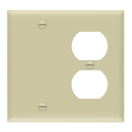 Enerlites Standard 2-Gang 1 Blank 1 Duplex Wall Plate Ivory 880121-I