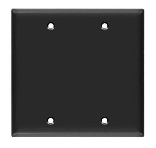 Enerlites Standard 2-Gang Blank Wall Plate Black 8802-BK
