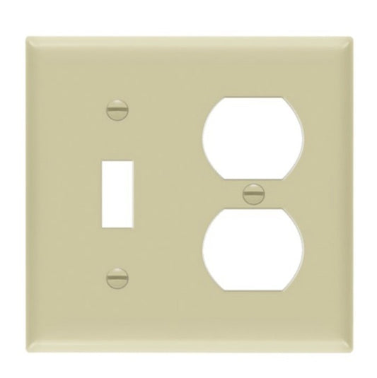 Enerlites Standard 2-Gang 1 Toggle 1 Duplex Wall Plate Ivory 881121-I