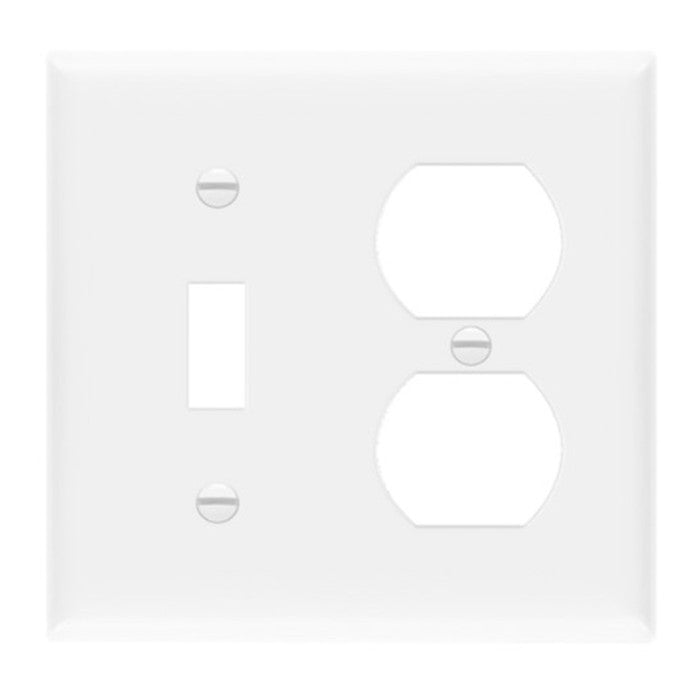 Enerlites Standard 2-Gang 1 Toggle 1 Duplex Wall Plate White 881121-W
