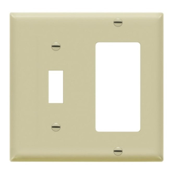 Enerlites Standard 2-Gang 1 Toggle 1 Decorator Wall Plate Ivory 881131-I