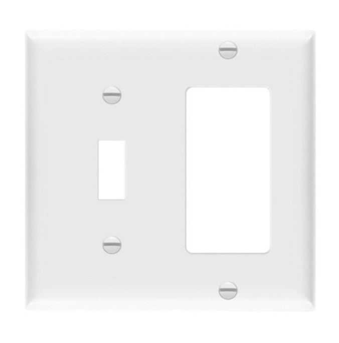 Enerlites Standard 2-Gang 1 Toggle 1 Decorator Wall Plate White 881131-W