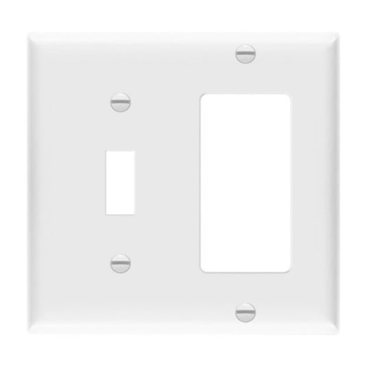 Enerlites Mid-Size 2-Gang 1 Toggle 1 Decorator Wall Plate White 881131M-W