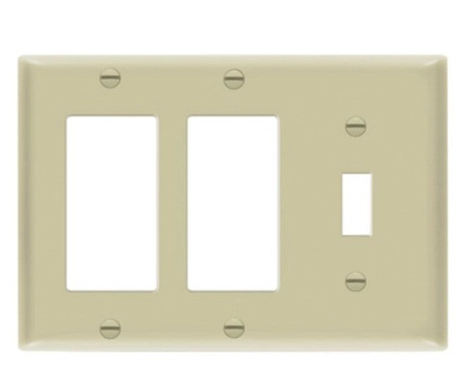 Enerlites Standard 3-Gang 1 Toggle 2 Decorator/GFCI Wall Plate Ivory 881132-I