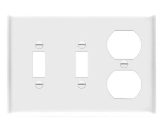 Enerlites Standard 3-Gang 2 Toggle 1 Duplex Wall Plate White 881221-W