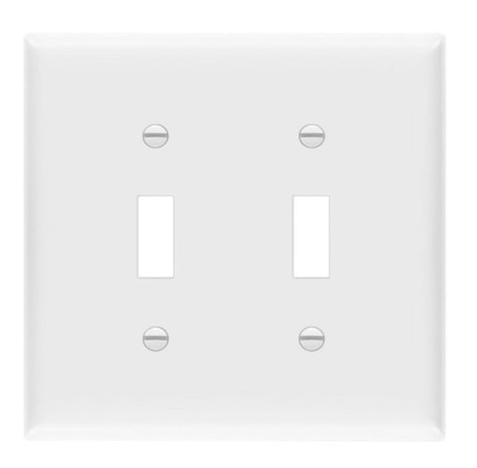 Enerlites Mid-Size 2-Gang Toggle Wall Plate White 8812M-W