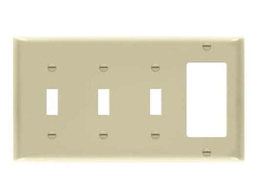Enerlites Standard 4-Gang 3 Toggle 1 Decorator/GFCI Wall Plate Ivory 881331-I