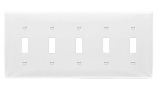 Enerlites Standard 5-Gang Toggle Wall Plate White 8815-W