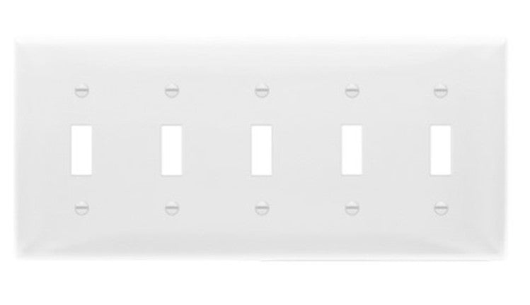 Enerlites Mid-Size 5-Gang Toggle Wall Plate White 8815M-W