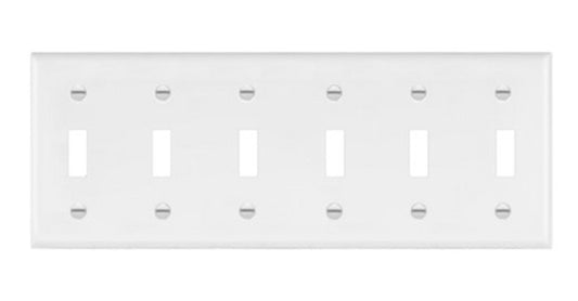 Enerlites Standard 6-Gang Toggle Wall Plate White 8816-W