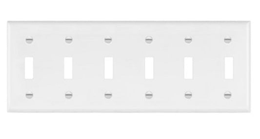 Enerlites Mid-Size 6-Gang Toggle Wall Plate White 8816M-W