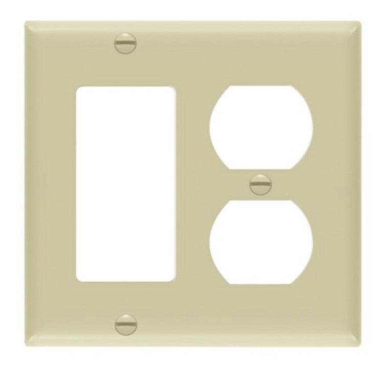 Enerlites Standard 2-Gang 1 Duplex 1 Decorator/GFCI Wall Plate Ivory 882131-I