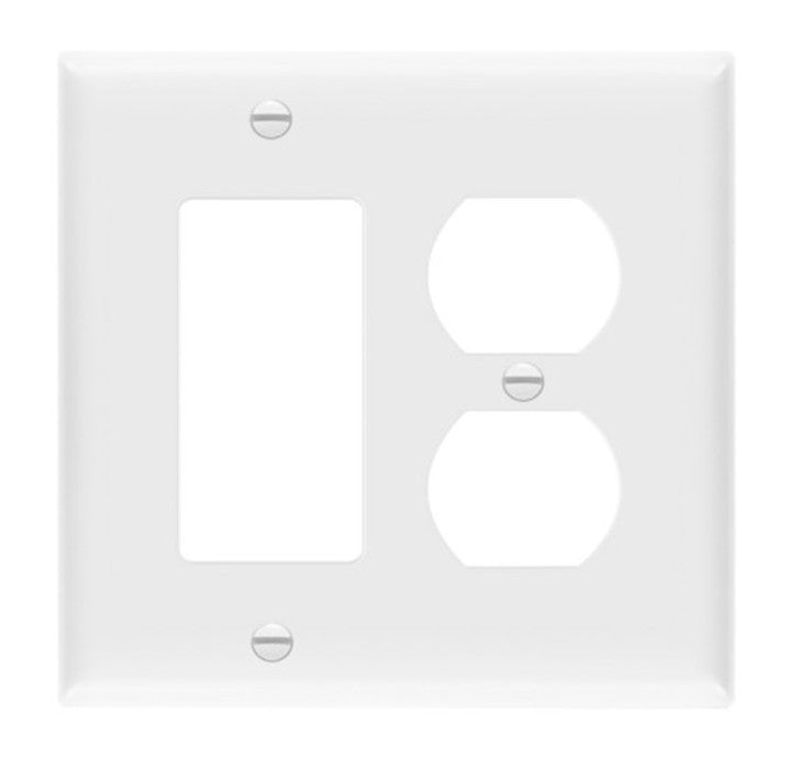 Enerlites Standard 2-Gang 1 Duplex 1 Decorator/GFCI Wall Plate White 882131-W