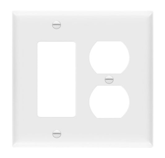 Enerlites Standard 2-Gang 1 Duplex 1 Decorator/GFCI Wall Plate White 882131-W