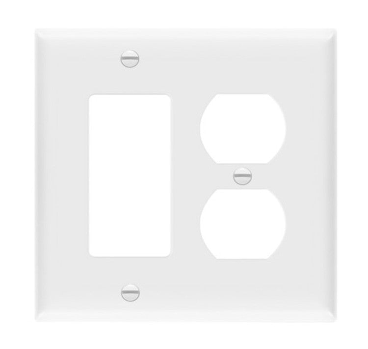 Enerlites Mid-Size 2-Gang 1 Duplex 1 Decorator/GFCI Wall Plate White 882131M-W