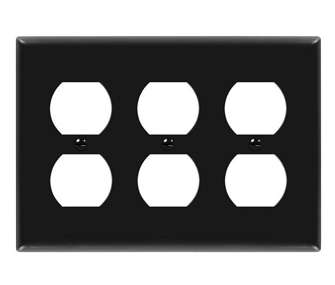 Enerlites Mid-Size 3-Gang Duplex Wall Plate Black 8823M-BK