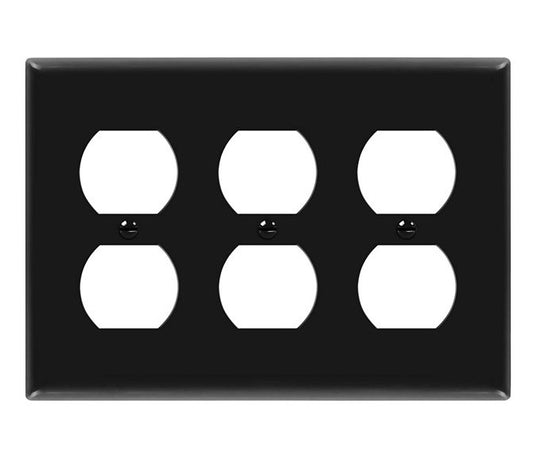 Enerlites Mid-Size 3-Gang Duplex Wall Plate Black 8823M-BK