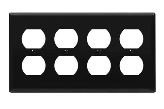 Enerlites Mid-Size 4-Gang Duplex Wall Plate Black 8824M-BK