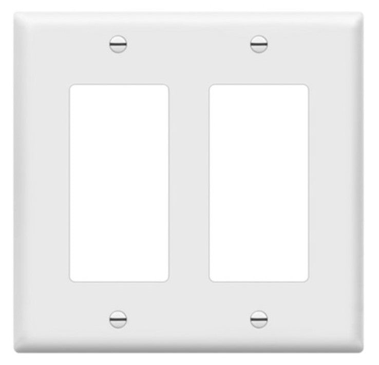 Enerlites Standard 2-Gang Decorator/GFCI Wall Plate White 8832-W