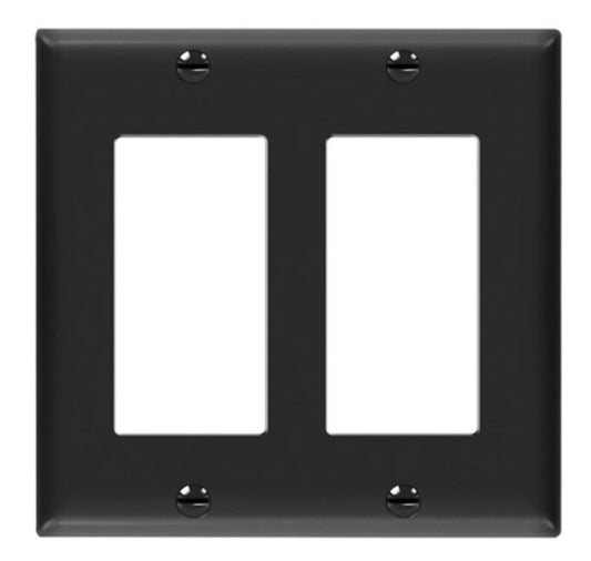 Enerlites Mid-Size 2-Gang Decorator/GFCI Wall Plate Black 8832M-BK