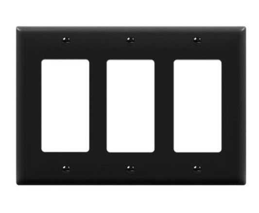 Enerlites Standard 3-Gang Decorator/GFCI Wall Plate Black 8833-BK