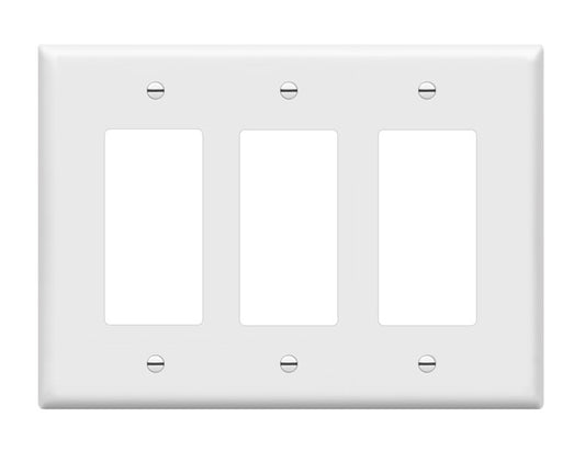 Enerlites Standard 3-Gang Decorator/GFCI Wall Plate White 8833-W