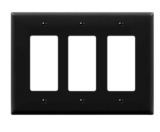 Enerlites Mid-Size 3-Gang Decorator/GFCI Wall Plate Black 8833M-BK