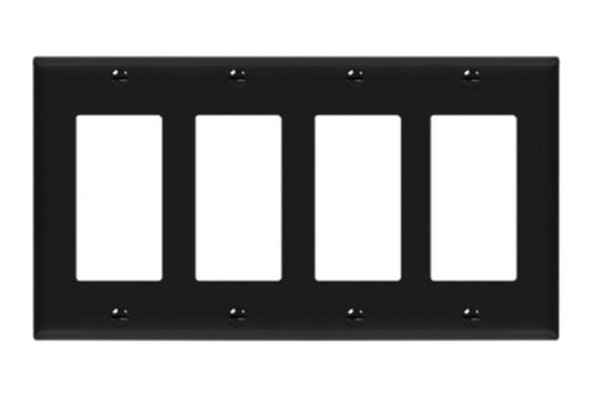 Enerlites Standard 4-Gang Decorator/GFCI Wall Plate Black 8834-BK
