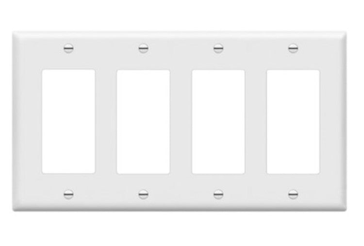 Enerlites Standard 4-Gang Decorator/GFCI Wall Plate White 8834-W