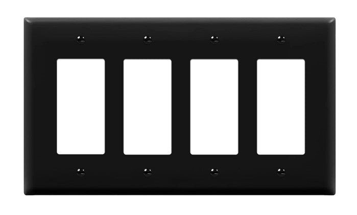 Enerlites Mid-Size 4-Gang Decorator/GFCI Wall Plate Black 8834M-BK