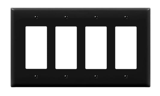 Enerlites Mid-Size 4-Gang Decorator/GFCI Wall Plate Black 8834M-BK