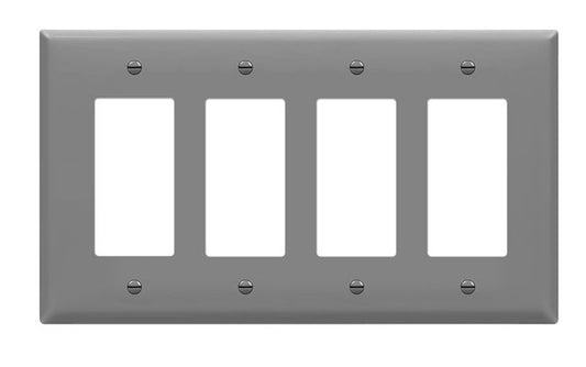 Enerlites Mid-Size 4-Gang Decorator/GFCI Wall Plate Gy 8834M-GY