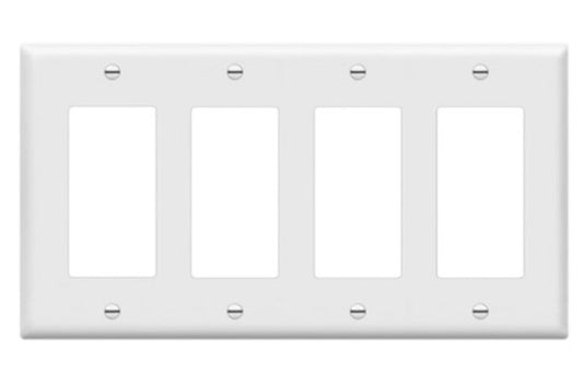 Enerlites Mid-Size 4-Gang Decorator/GFCI Wall Plate White 8834M-W