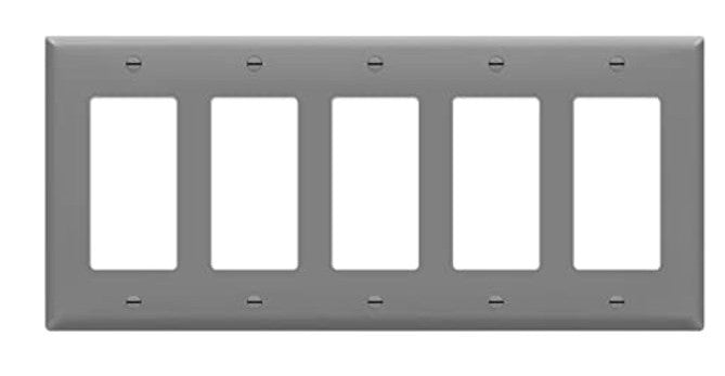 Enerlites Standard 5-Gang Decorator/GFCI Wall Plate Gy 8835-GY