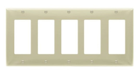 Enerlites Standard 5-Gang Decorator/GFCI Wall Plate Ivory 8835-I