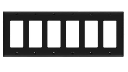 Enerlites Standard 6-Gang Decorator/GFCI Wall Plate Black 8836-BK